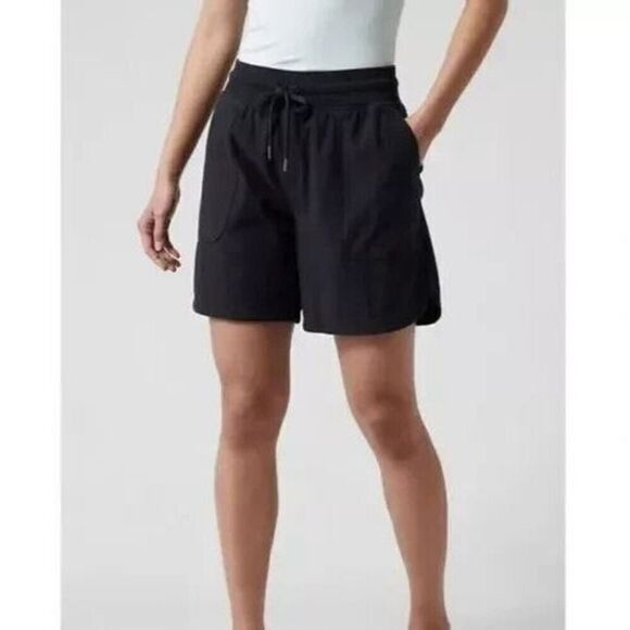 Athleta 798619-01 Women's Sz Small Black Farallon Cotton Blend Midi Shorts - Picture 8 of 10